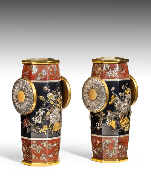 Fascinating Japanese Mixed Metal Vases - Nakagawe Yoshizane