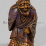 18th CENTURY JAPANESE PAINTED BOXWOOD NETSUKE BY NAGAMACHI SHUZAN