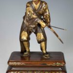 A HIGH QUALITY JAPANESE GILT BRONZE SAMURAI ARCHER SIGNED- MIYAO EISUKE