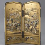 Japanese Gold Lacquer & Shibayama Table Screen by Masaaki