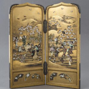 Japanese Gold Lacquer & Shibayama Table Screen by Masaaki