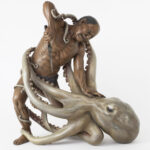 Sensational Japanese Wood & Lacquer Octopus Group- Iki Ningyo