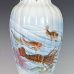 HIGHLY DECORATIVE JAPANESE KUTANI "MARINE LIFE" RIBBED VASE