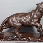 OUTSTANDING QUALITY JAPANESE BRONZE TIGER ON STAND BY THE MARUKI COMPANY