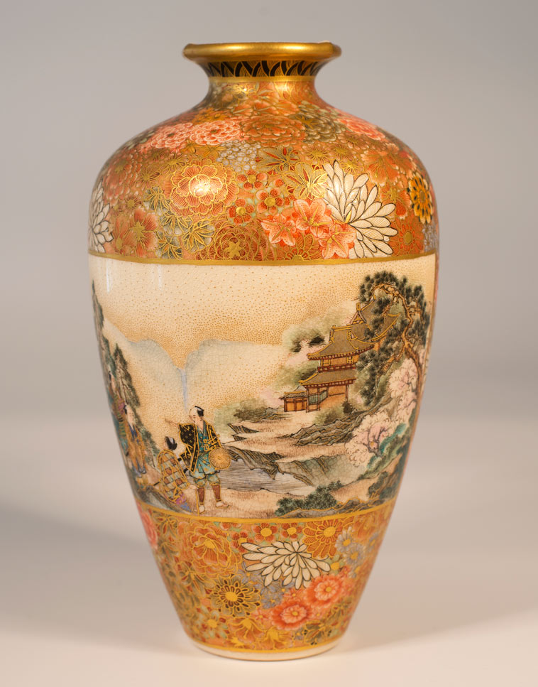 JAPANESE SATSUMA VASE BY RYOZAN OKAMOTO | Steve Sly Japanese Art