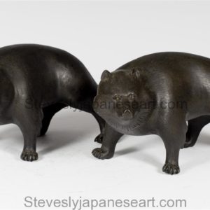 PAIR OF HEAVY AND FINE QUALITY JAPANESE BRONZE TANUKI