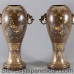 HIGH QUALITY PAIR OF JAPANESE MIXED METAL VASES BY MASAYUKI