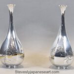 LOVELY PAIR OF JAPANESE SILVER VASES BY MASAYOSHI FOR THE HATTORI COMPANY