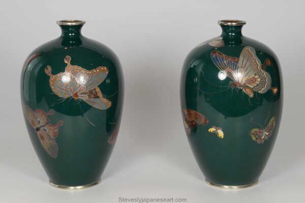 Japanese Cloisonne Vases - Hayashi Kodenji II