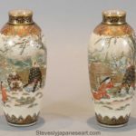 FINE QUALITY PAIR OF JAPANESE MINIATURE  SATSUMA VASES SIGNED KIZAN