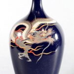 LOVELY JAPANESE MEIJI PERIOD SILVER MOUNTED CLOISONNE VASE - DRAGON