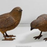 AN EXQUISITE PAIR OF JAPANESE BOXWOOD QUAIL MEIJI PERIOD