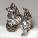 Japanese Cast Silver Shi Shi Incense burner (Koro) - Kazumi