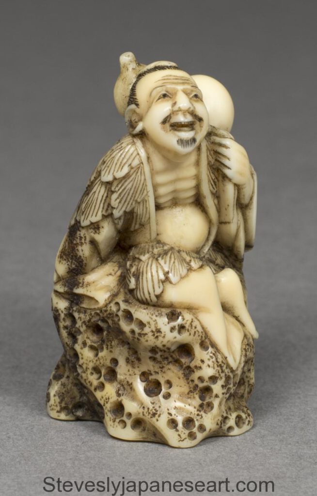 Japanese Walrus Netsuke of Chokaro Sennin | Steve Sly Japanese Art