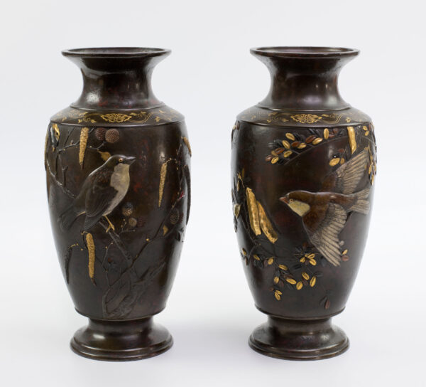 Japanese Bronze & Mixed Metal Vases - Suzuki Chokichi