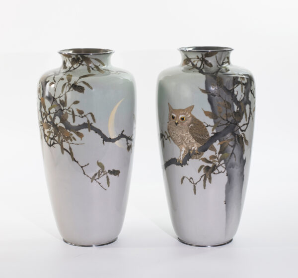 Sensational Pair Of Japanese Cloisonne Enamel Vases- Ando Company