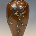 LARGE JAPANESE BRONZE MIXED METAL VASE  BY MIYABE ATSUYOSHI