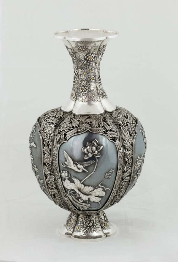 Large Japanese Silver Vase - Ozeki Company