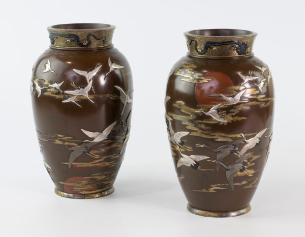 Fascinating Japanese Bronze and Mixed Metal Vases