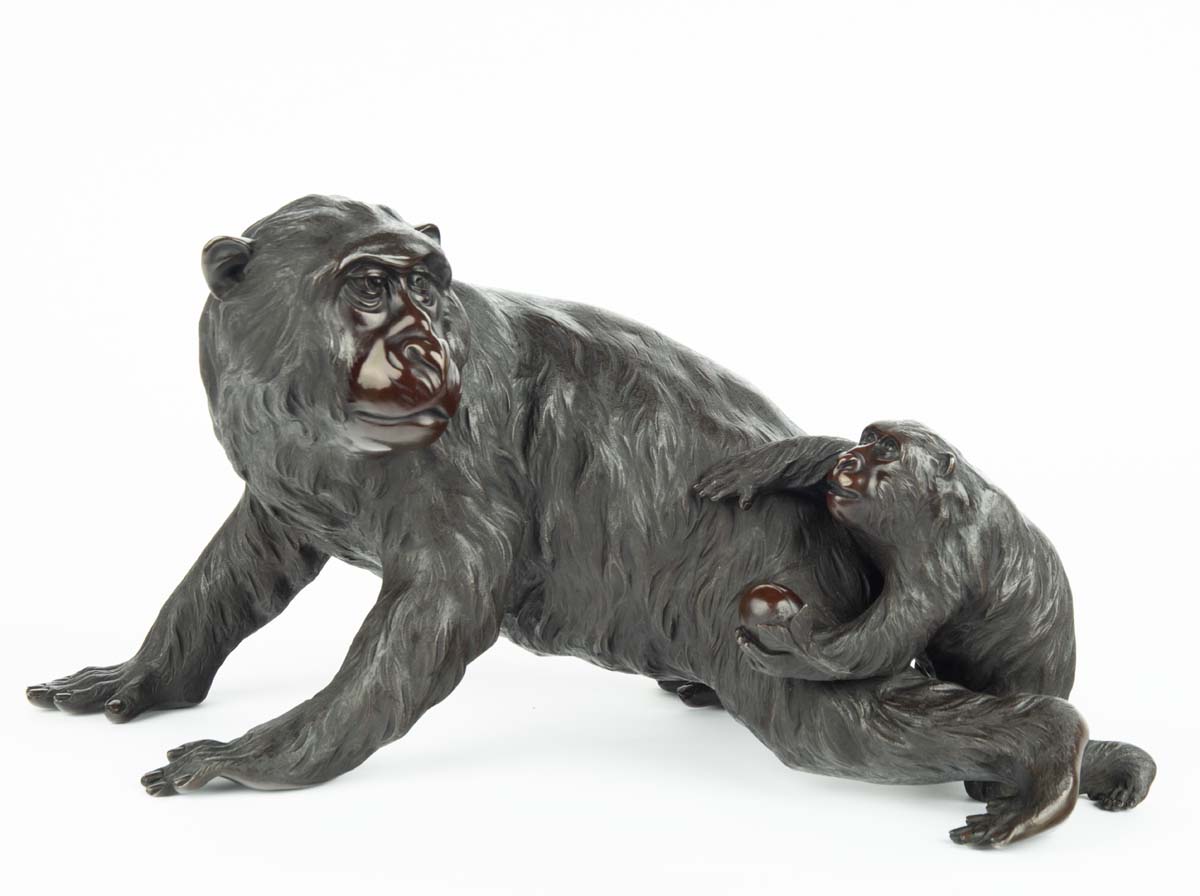 Large Japanese Bronze Monkey Okimono - Genryusai Seiya | Steve Sly