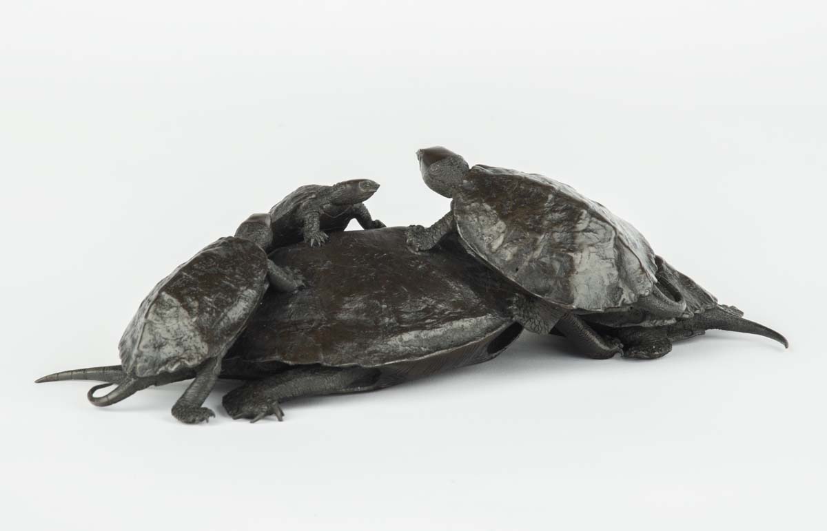 Charming Japanese Bronze Turtle Okimono by Seimin | Steve Sly Japanese Art