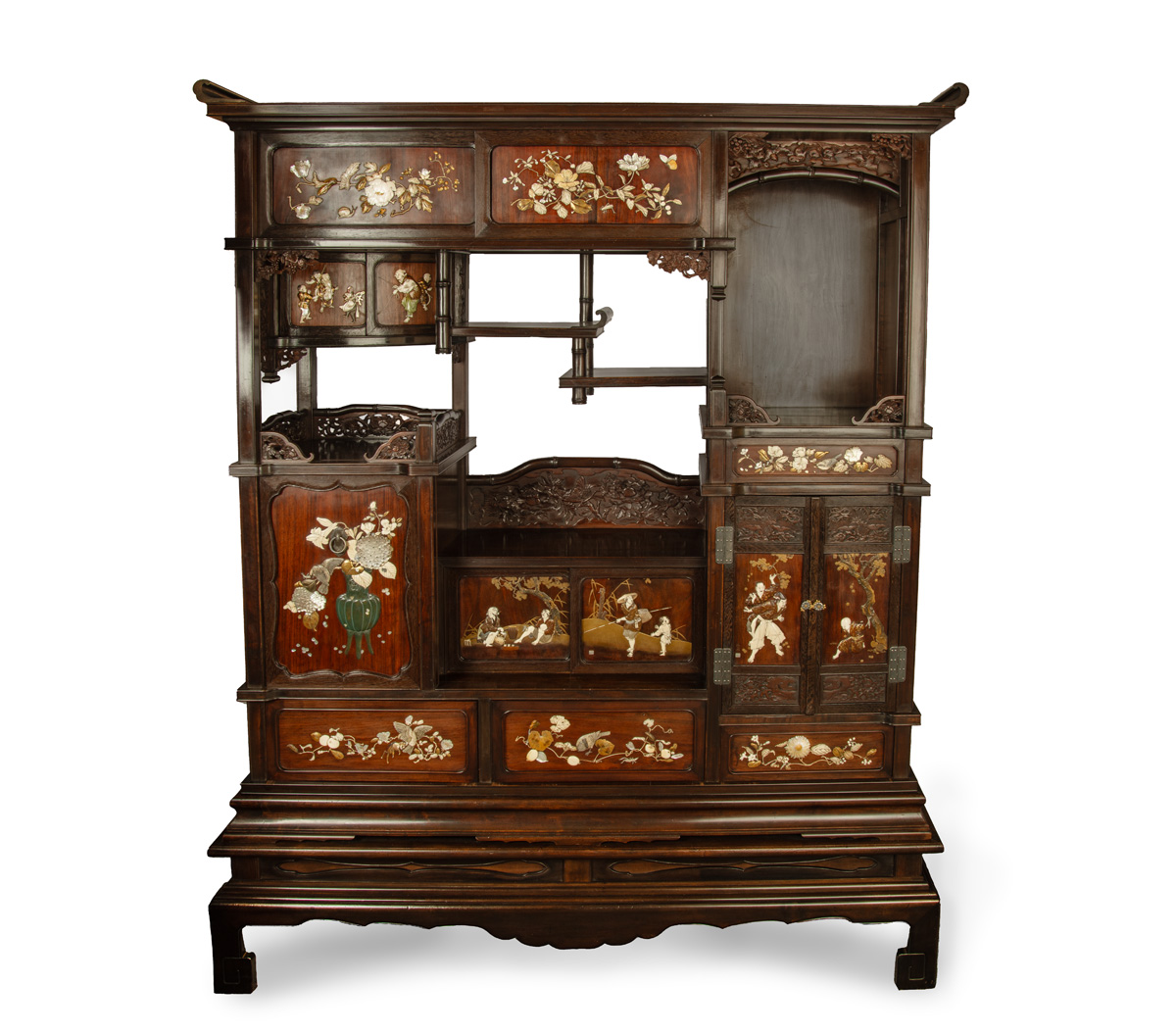 Japanese Shibayama Decorated Hardwood Shodana Cabinet | Steve Sly