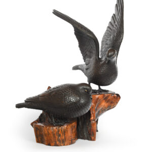 Japanese Bronze Doves Okimono by Maruki