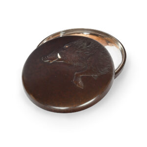 Japanese Silver Lined Iron Kogo ( Incense container) by Yasuaki