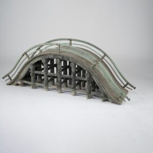 A Large Japanese Garden Bronze Of An Arched Drum Bridge