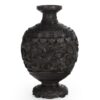 Large Finely Carved Japanese Wooden Vase - Takaaki