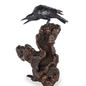 Fine Quality Japanese Bronze Crow Okimono- Masatsune